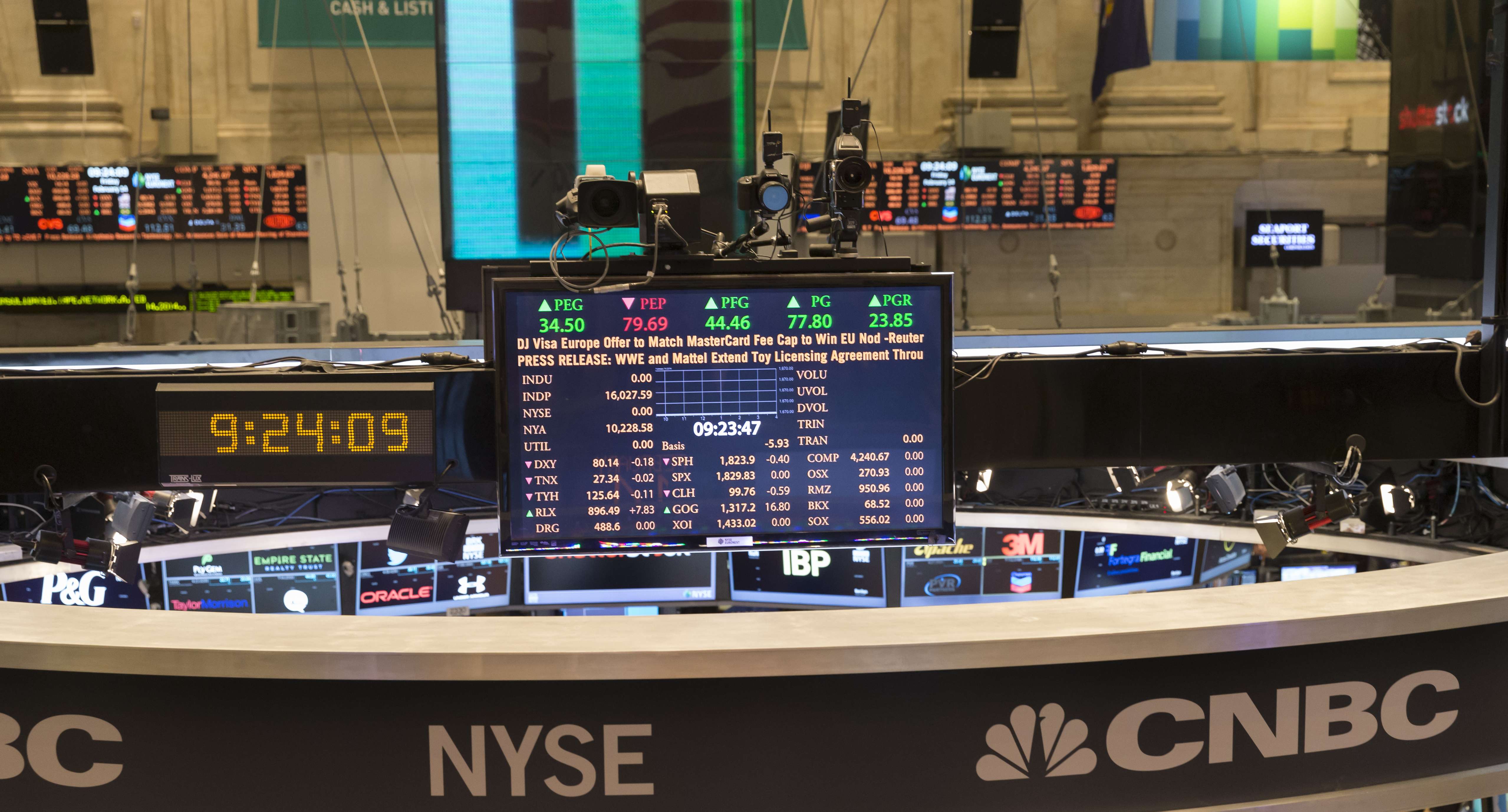 Inside view of the NYSE trading floor