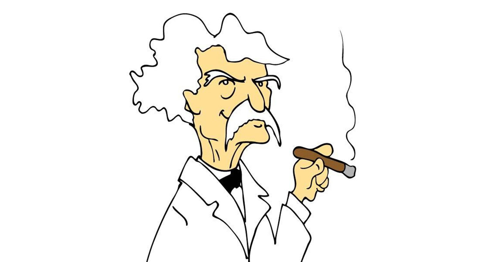 Cartoon version of Mark Twain holding a cigar